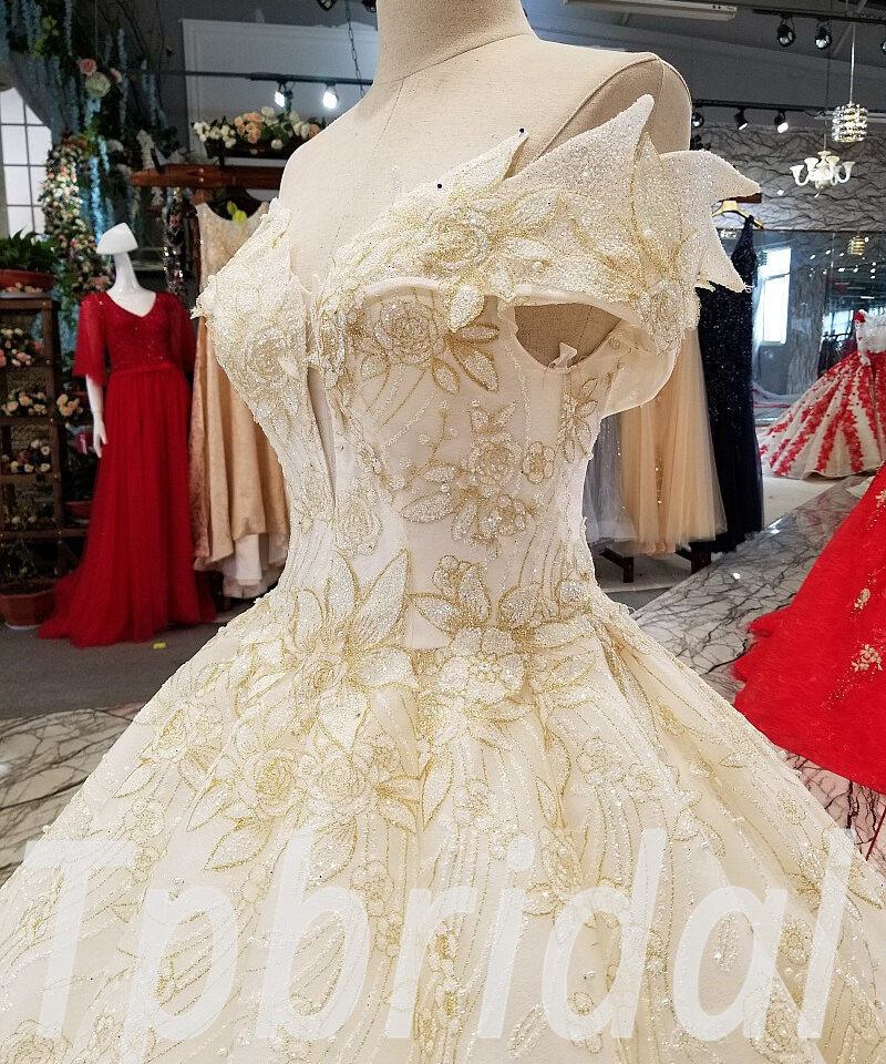 gold and white wedding dress 278-10