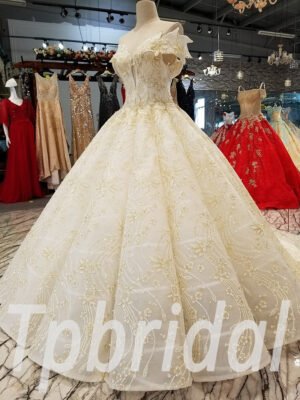 gold and white wedding dress 278-11