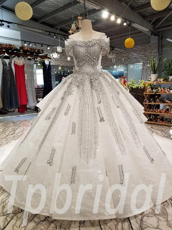 grey prom dress ball gown 291-04