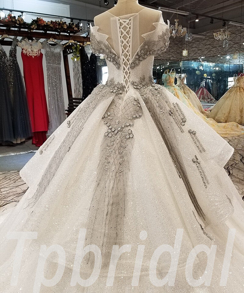 grey prom dress ball gown 291-06