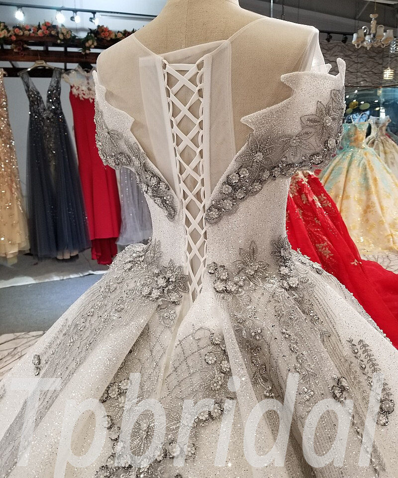 grey prom dress ball gown 291-08