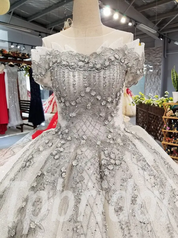 grey prom dress ball gown 291-09