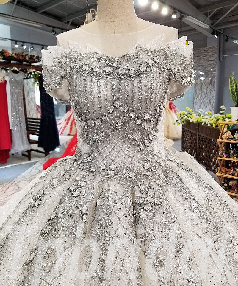 grey prom dress ball gown 291-09