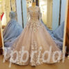 grey wedding dress long train 273-03