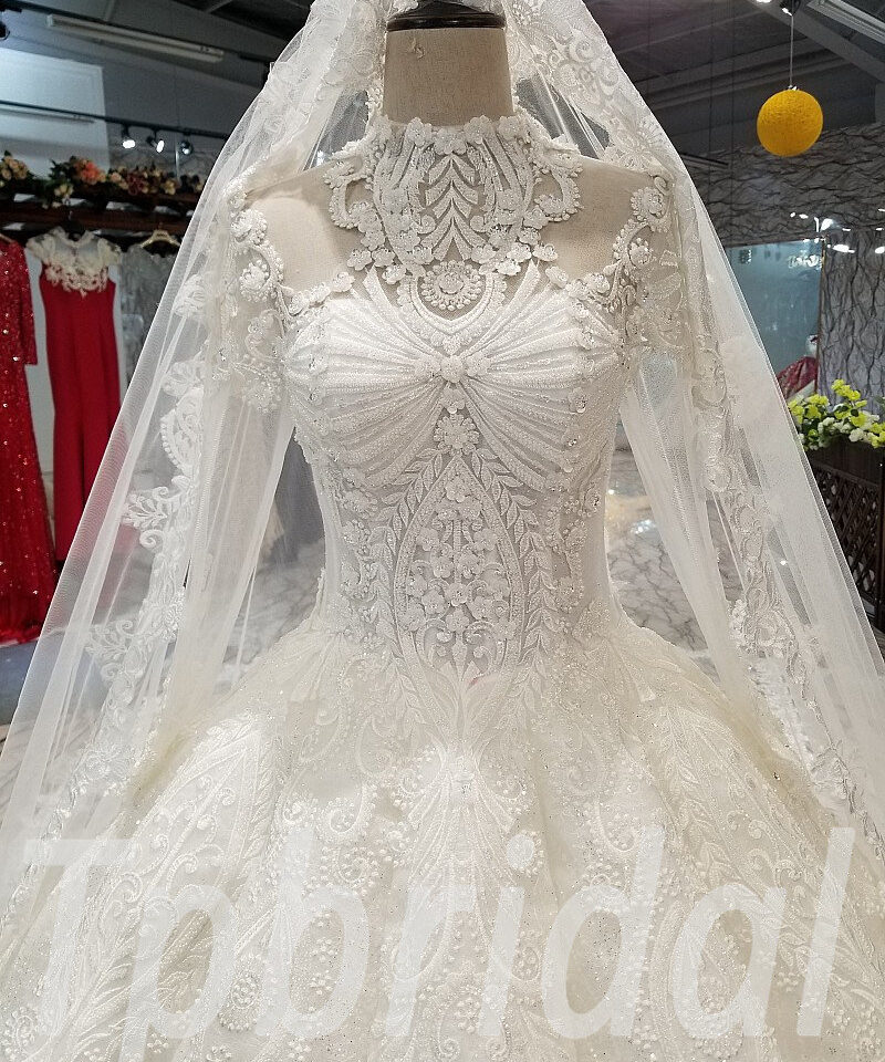 high neck ball gown wedding dress 279-03