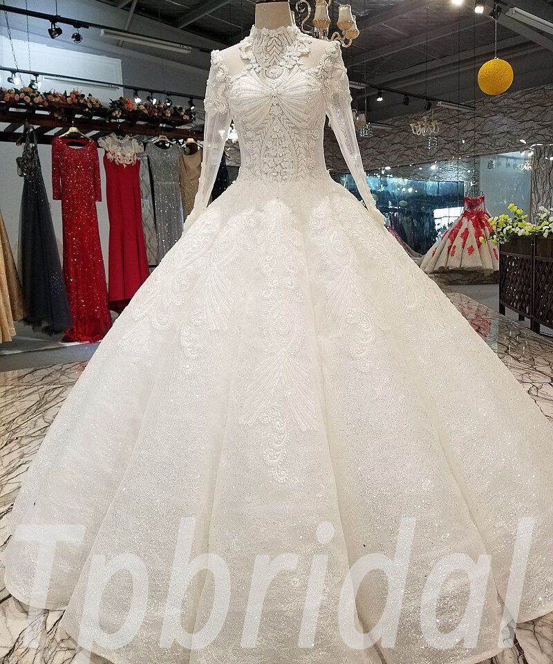 high neck ball gown wedding dress 279-05