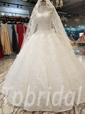 high neck ball gown wedding dress 279-08