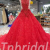 high neck red prom dress 280-03