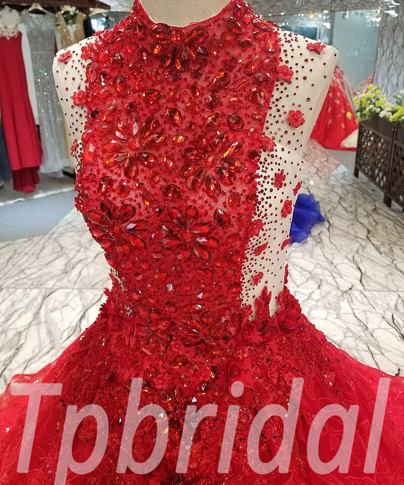 high neck red prom dress 280-04
