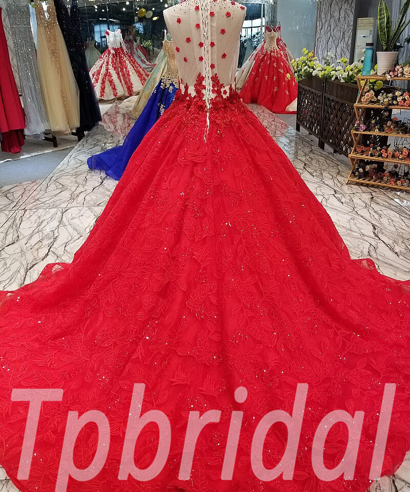 high neck red prom dress 280-06