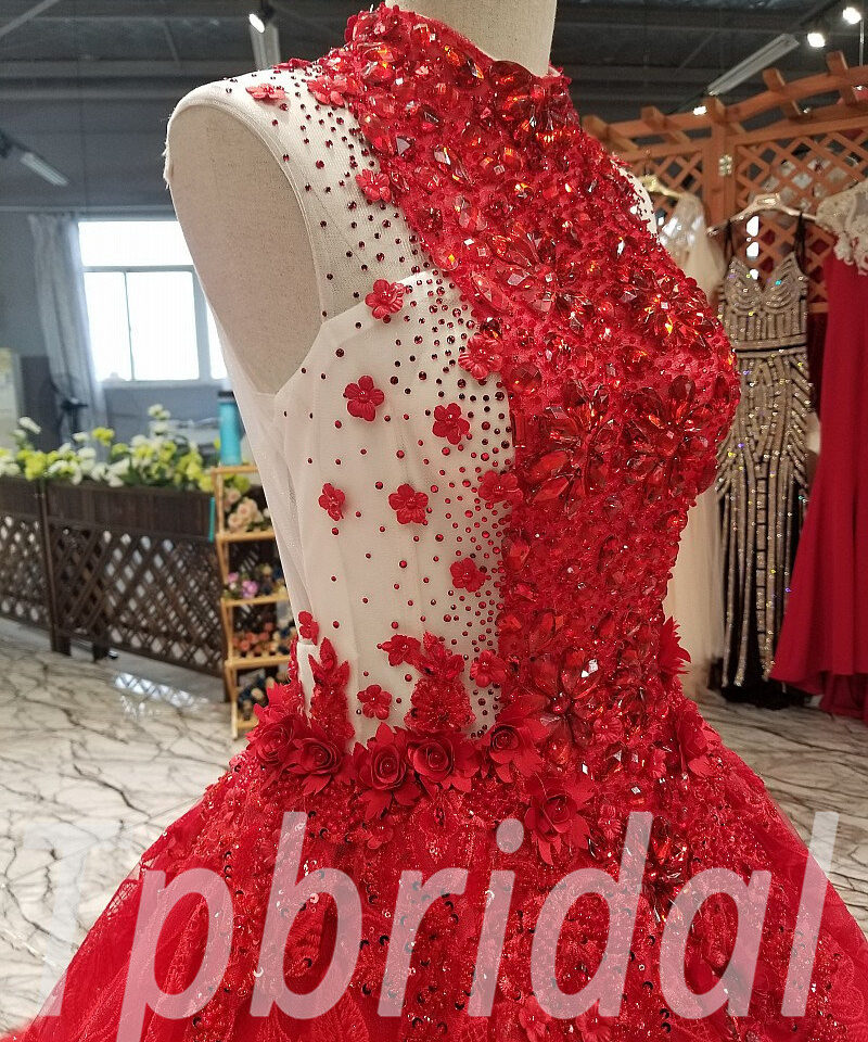 high neck red prom dress 280-07