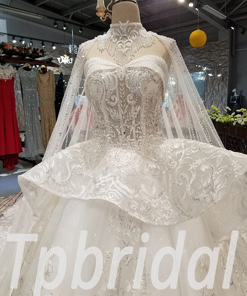 lace ball gown wedding dress with sleeves 290-06