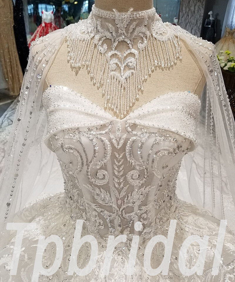 lace ball gown wedding dress with sleeves 290-08