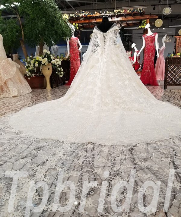 lace wedding dress long train 0249-03