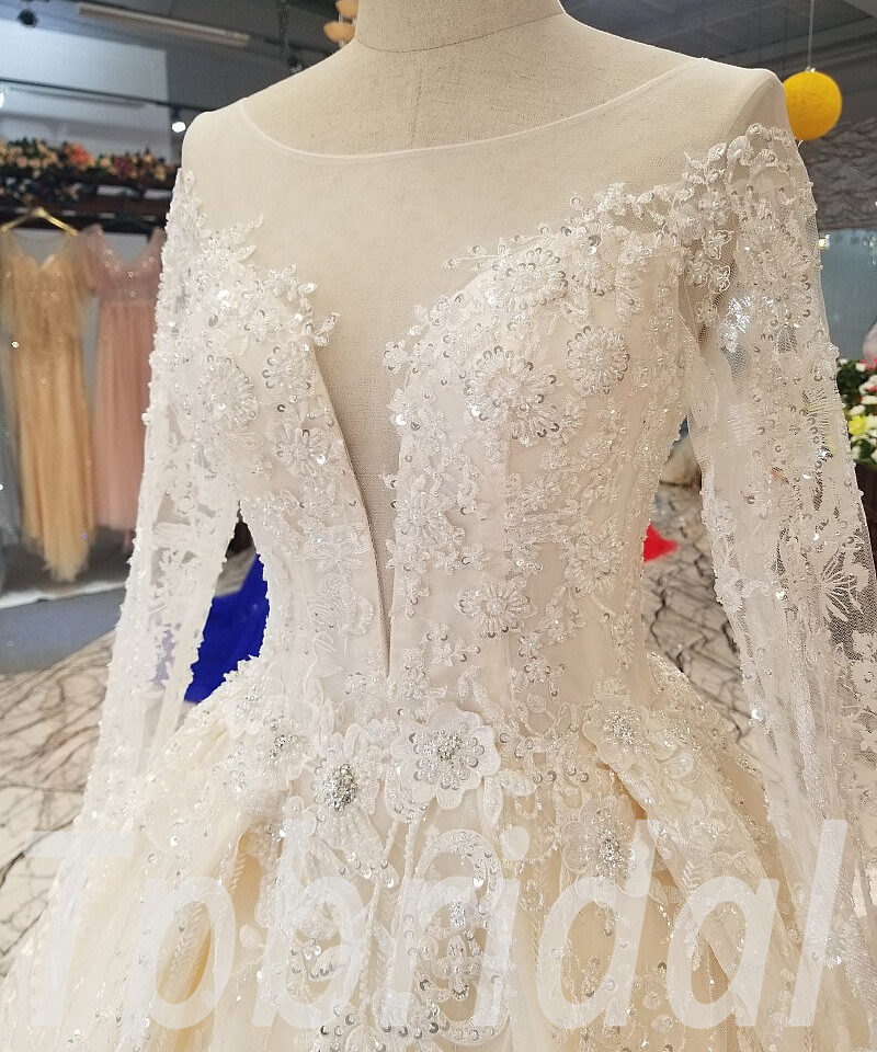 lace wedding dress with train 257-08