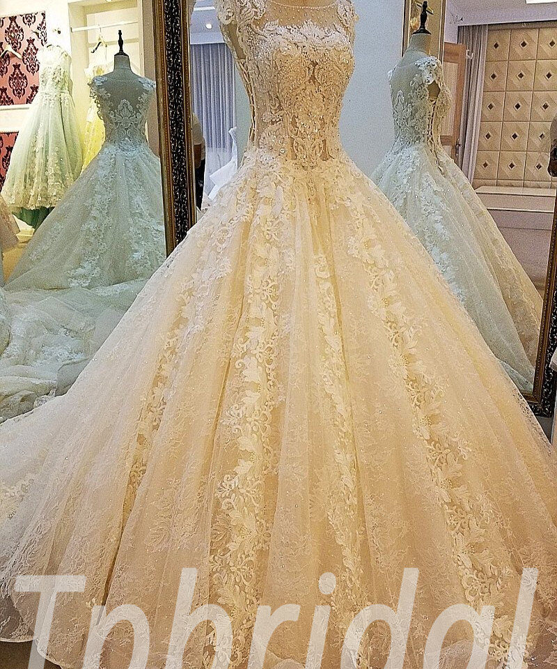 lace wedding dress with train 267-01