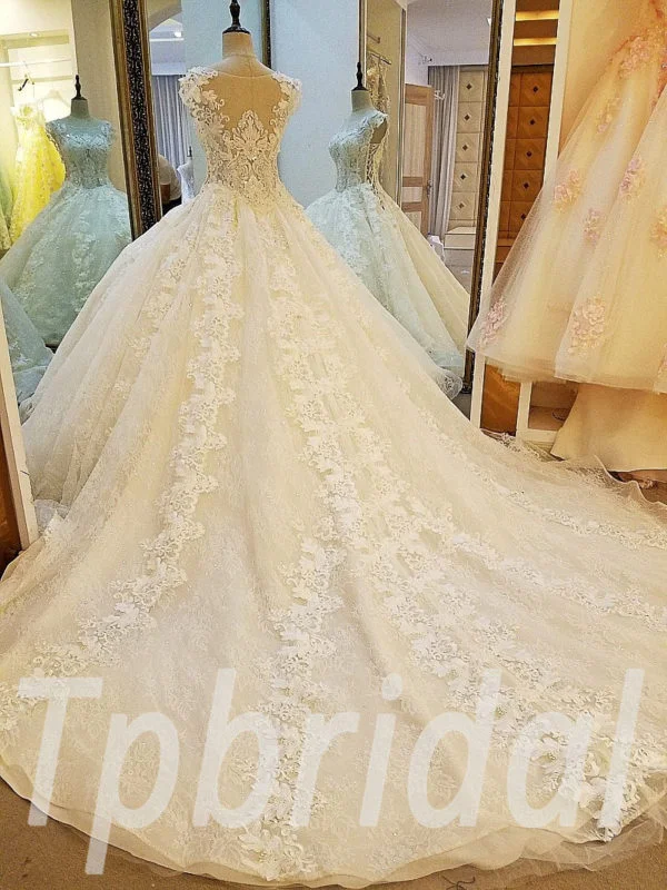 lace wedding dress with train 267-05