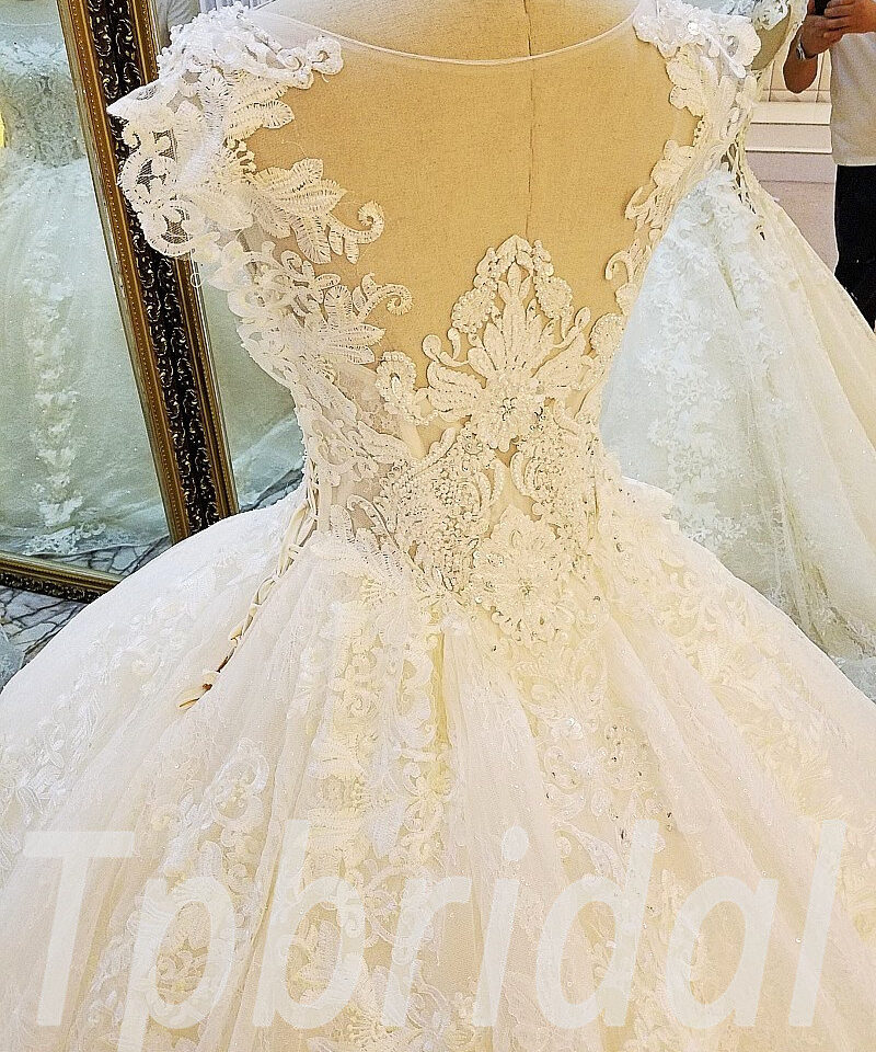 lace wedding dress with train 267-06