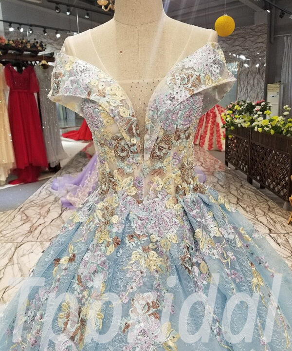 light blue prom dress train 258-03