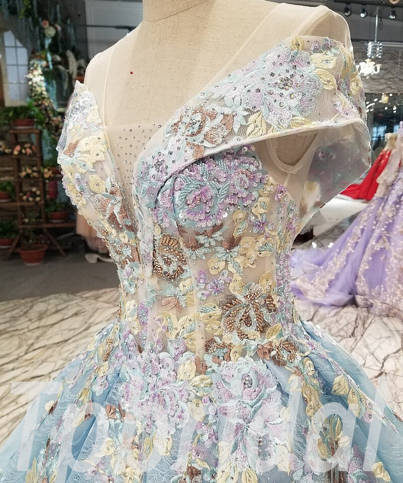 light blue prom dress train 258-03