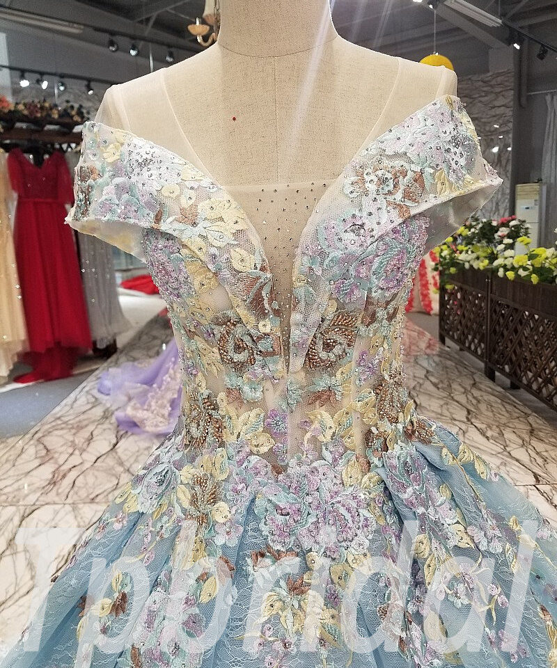 light blue prom dress train 258-03