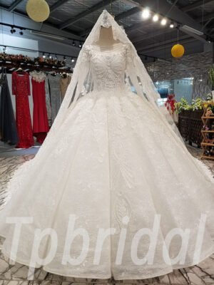 long sleeve ball gown wedding dress 288-07