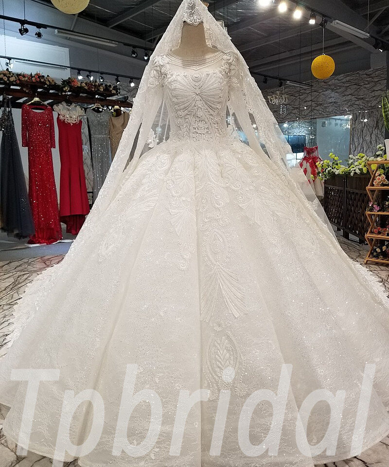 long sleeve ball gown wedding dress 288-07