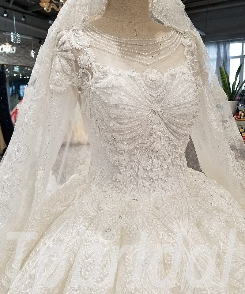 long sleeve ball gown wedding dress 288-09