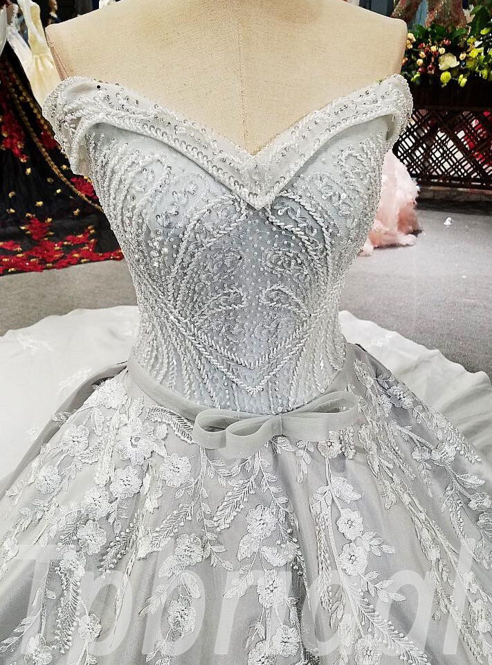 long train wedding dress grey 270-01