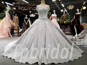 long train wedding dress grey 270-05