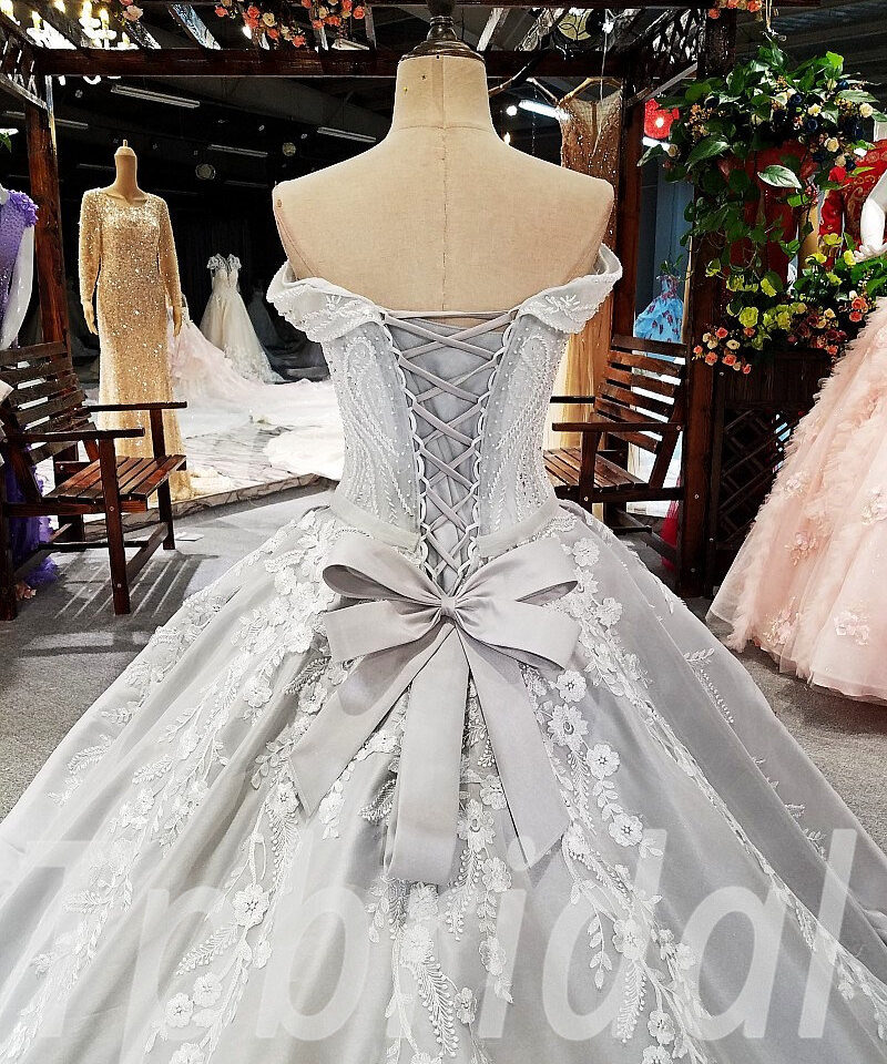 long train wedding dress grey 270-06
