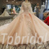 long train wedding dress pink 269-02