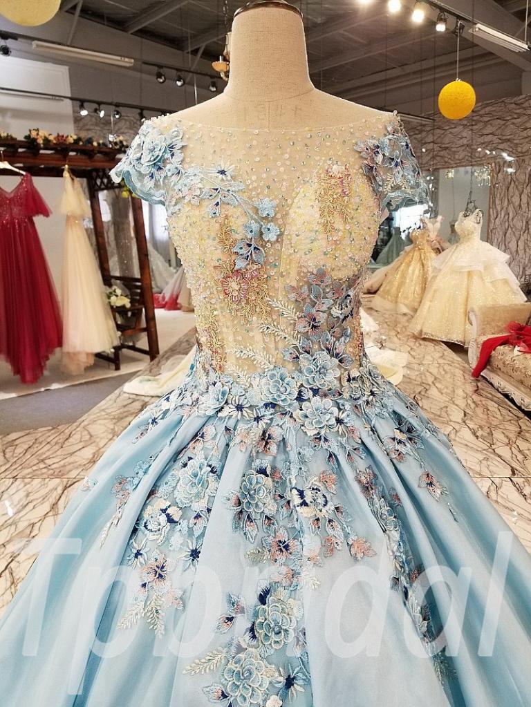 Blue Flower Girl Dresses Kids Forml Dress Birthday Dress Online