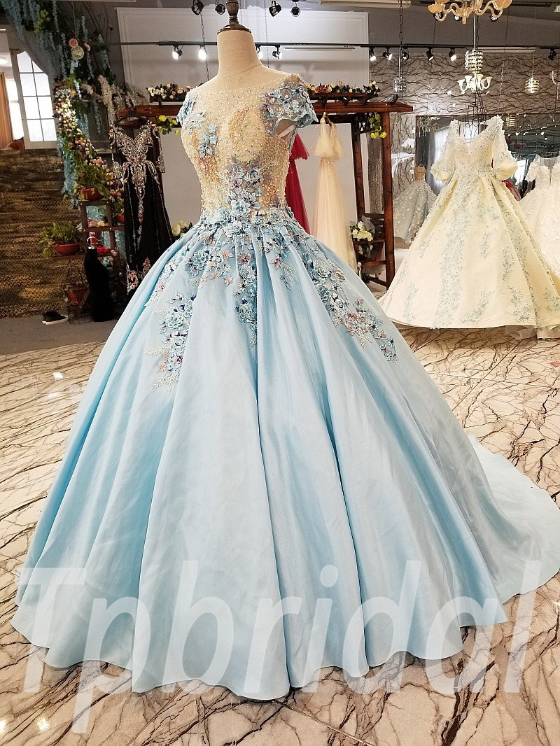  Luxury  Prom Dress  Light Blue Haute Couture Long Evening Gown