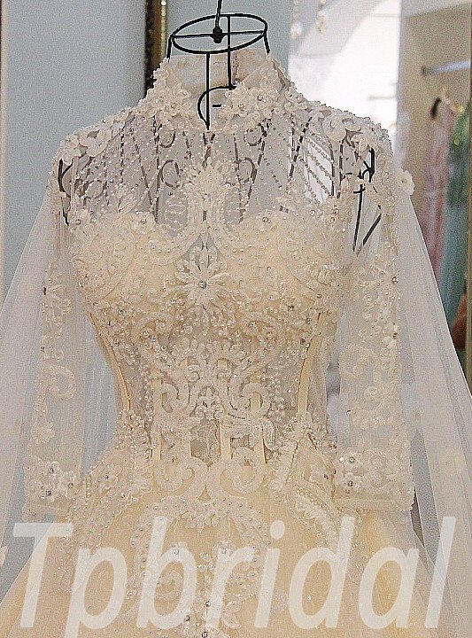 luxury wedding dress high neck 272-01