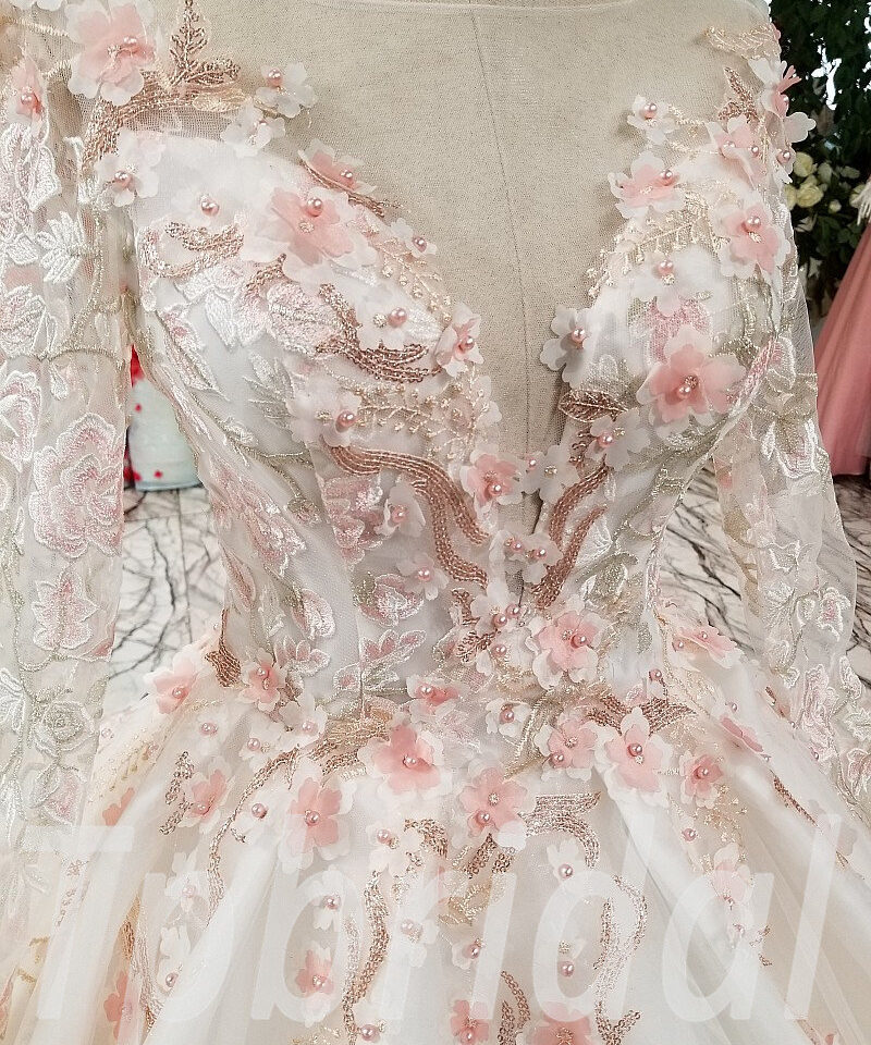 luxury wedding dress pink 265-01