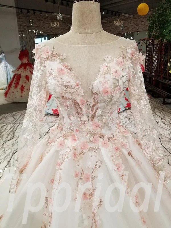 luxury wedding dress pink 265-03