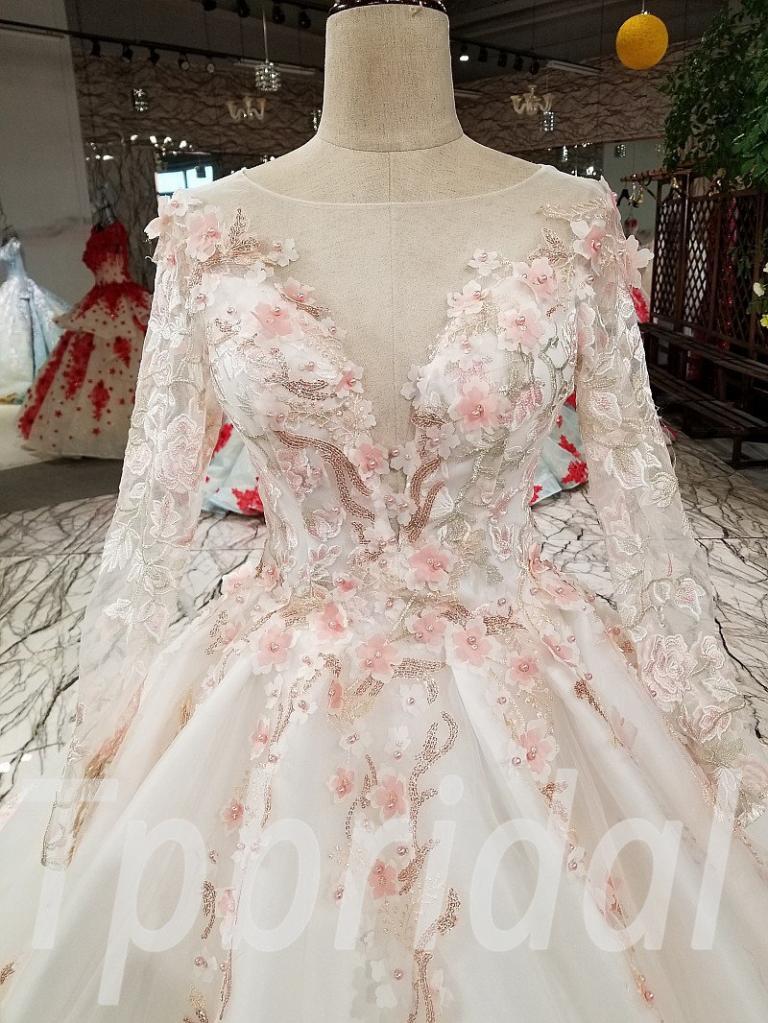 Kids Wedding Dress Pink Flower girl Ball Gown Formal Dress