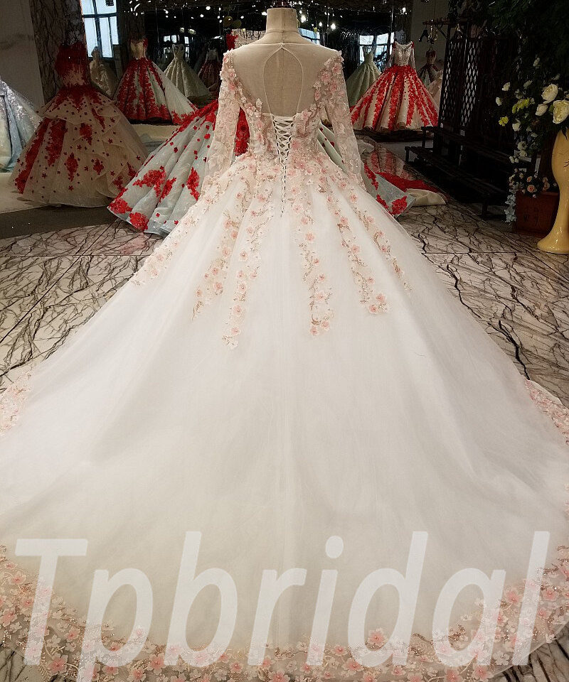 luxury wedding dress pink 265-06