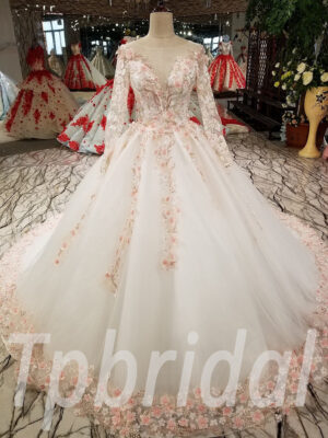 luxury wedding dress pink 265-07