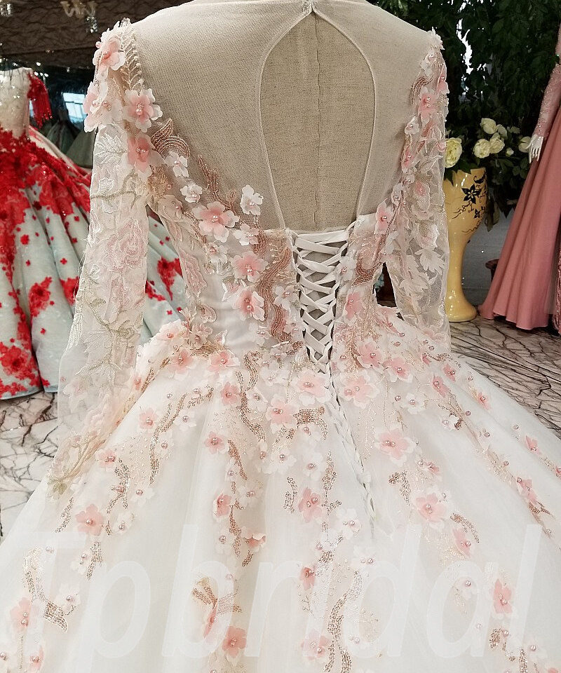 luxury wedding dress pink 265-09