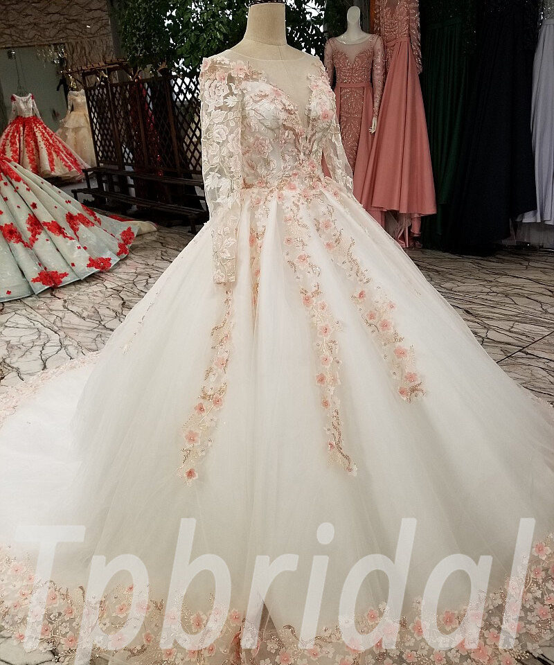 luxury wedding dress pink 265-10