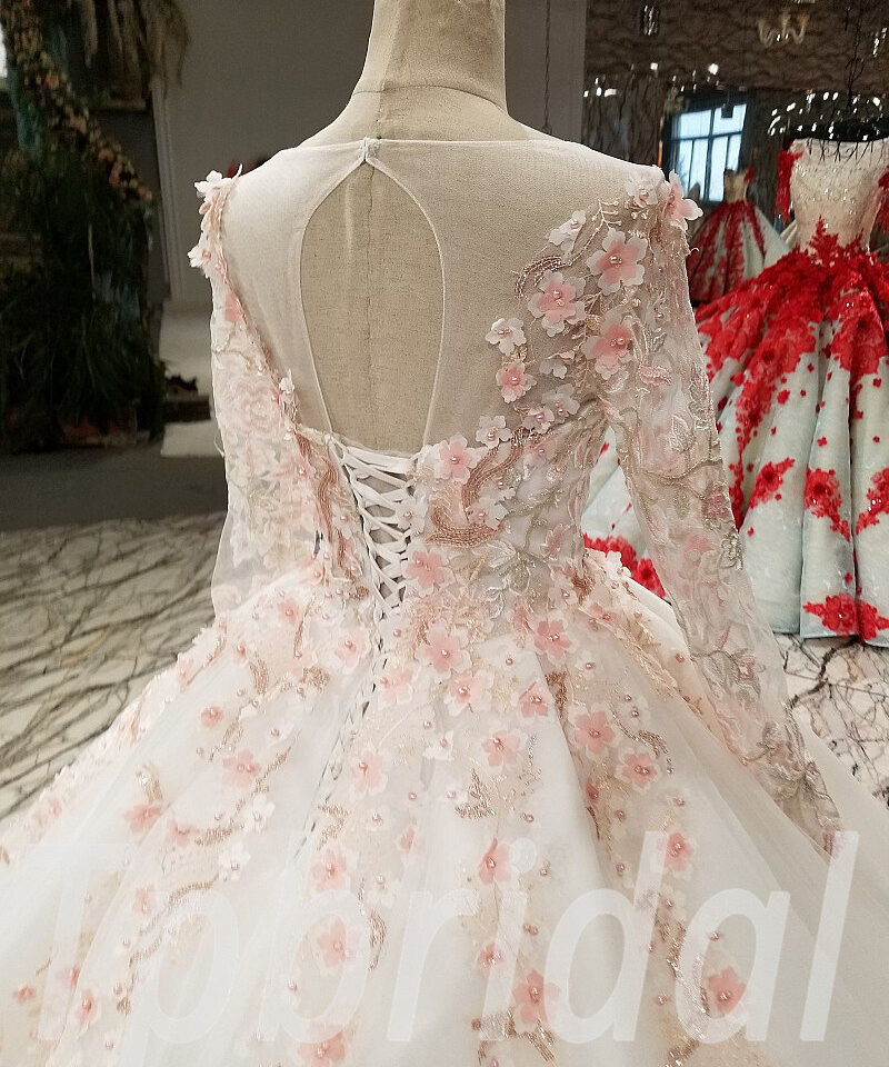 luxury wedding dress pink 265-11