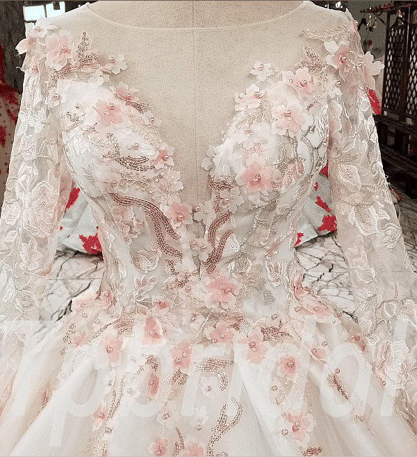 luxury wedding dress pink 265-12