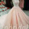 pink prom dress long train 255-06
