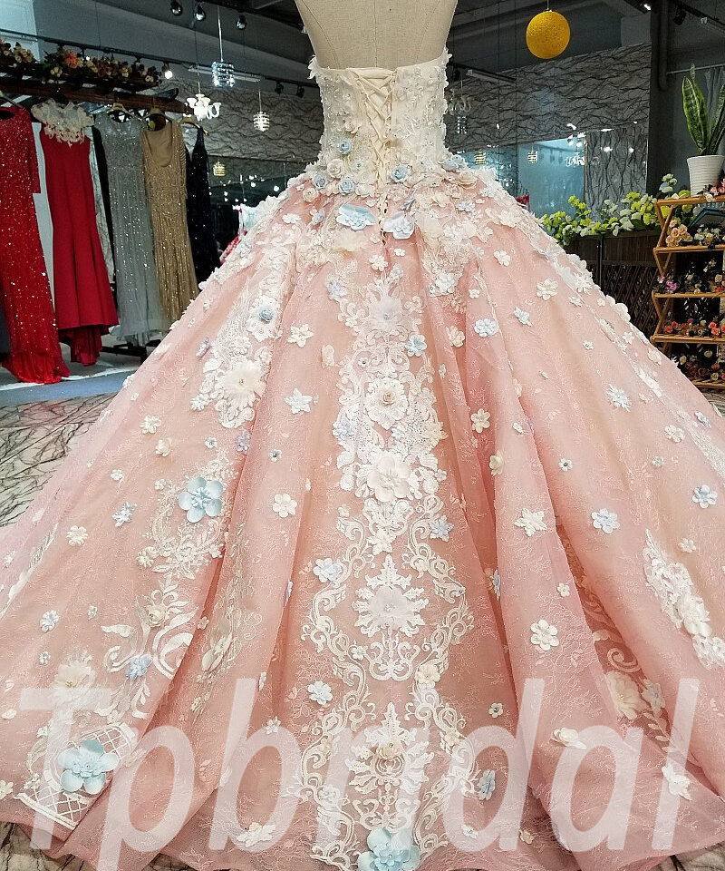 strapless pink wedding dress 281-03