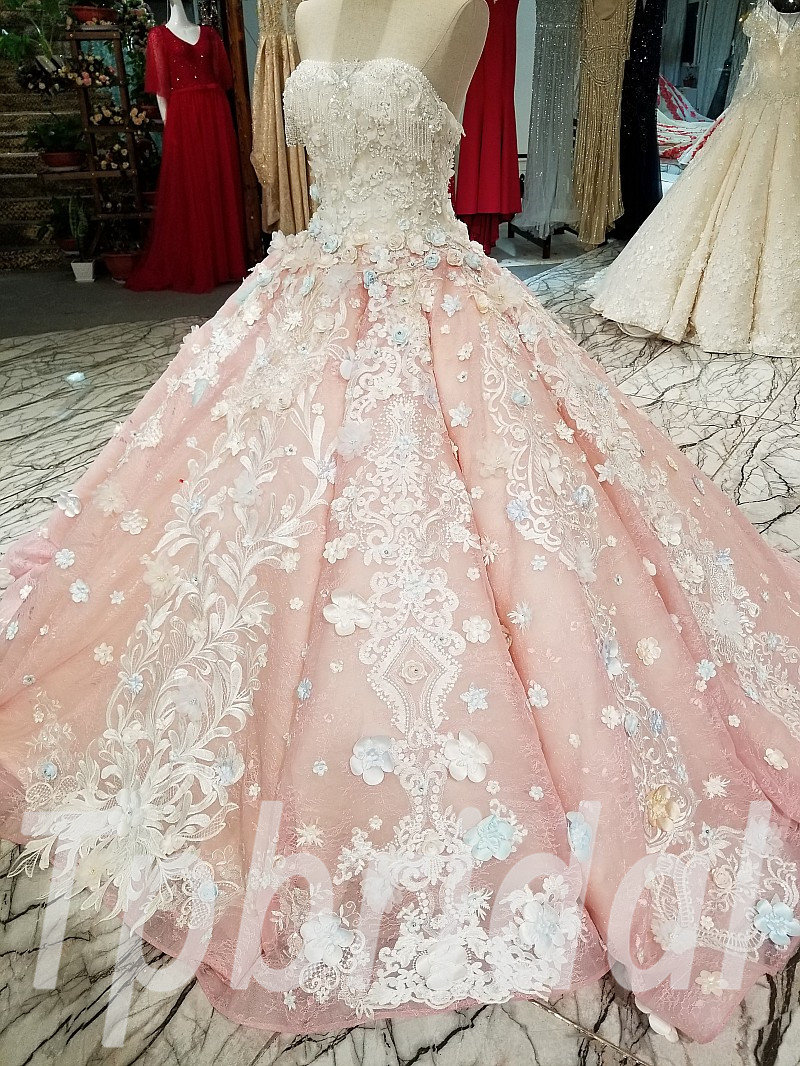 JENESSA / Tea Length Blush Wedding Dress with Long Sleeves - LaceMarry