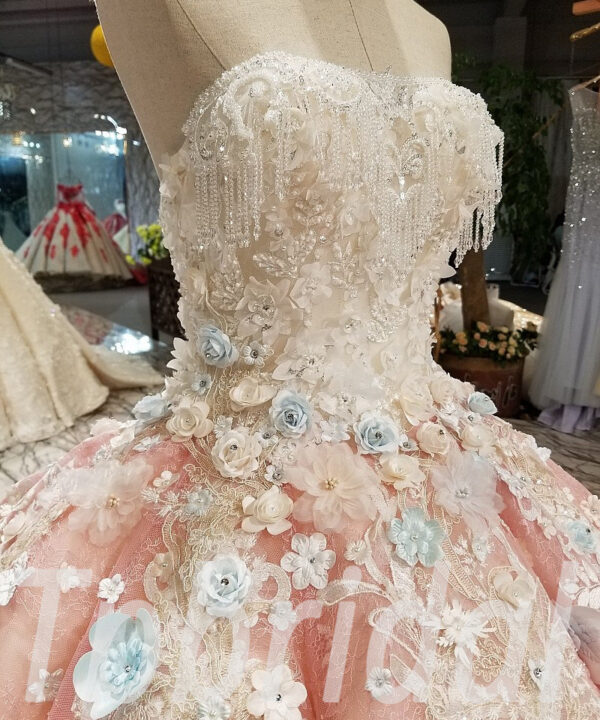 strapless pink wedding dress 281-08