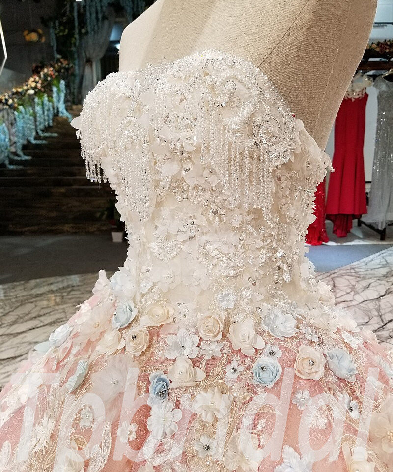 strapless pink wedding dress 281-09