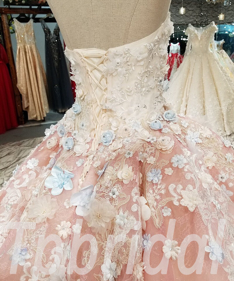 strapless pink wedding dress 281-10